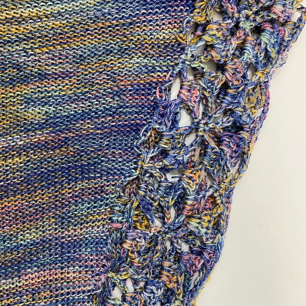 Democracy Colorful Open Knit Sweater Size L Crochet Boho Summer Vibes‎ Festival
